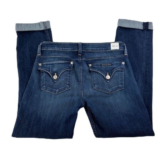 Hudson Bacara Crop Straight Leg Cuffed Jeans Dark Blue Vina Women’s 27 Stretch - Picture 3 of 14